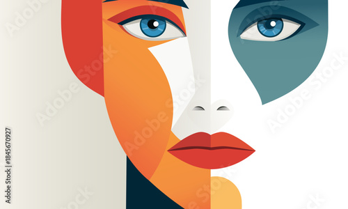  Cubist woman portrait angular abstract