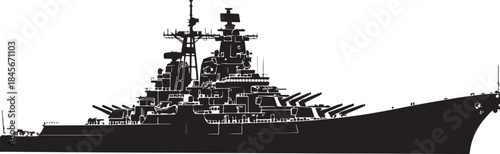  Set of Military Battleship Silhouettes - Vector Illustration