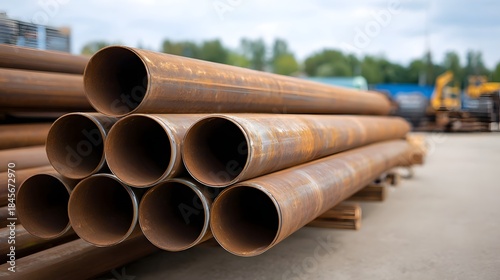 Wallpaper Mural A stack of weathered rusty metal pipes showcasing their industrial material and cylindrical form outdoors Torontodigital.ca