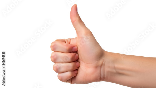 Obraz na płótnie Hand giving thumbs up PNG isolated on transparent background, positive feedback