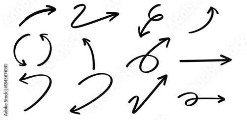 Set of hand drawn line Arrows theme Isolated Vector