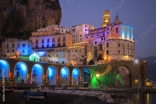atrani christmas lights, amalfi coast, italy