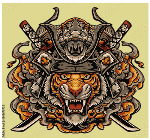 Tiger head Samurai warrior