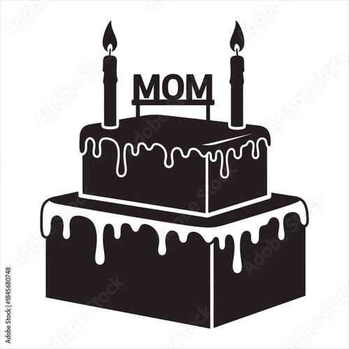 birthday cake  with mom text vector illustration
