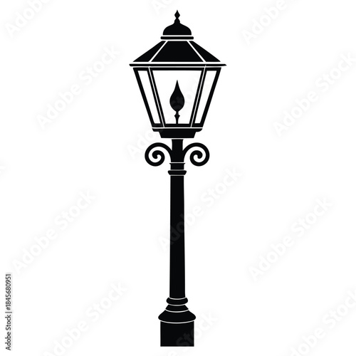 Street lamp post silhouette vector illustration