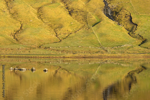 Reflections in a lake in The Faroe islands