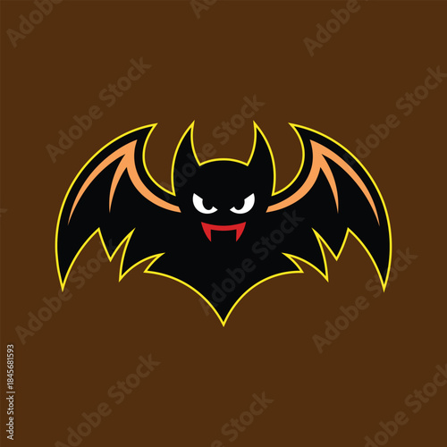 Scary Bat Logo Vector – Halloween Vampire Bat Emblem Illustration.