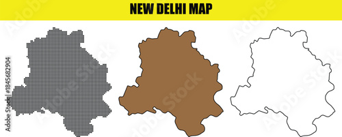 New Delhi Map Illustrations in Various Styles and Colors