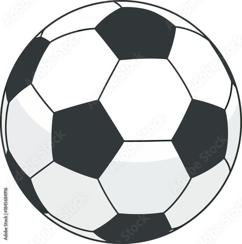 Classic black and white football/soccer ball vector image. Ideal for sports graphics, game design, merchandise, and web projects. High-quality, clean, and iconic illustration.