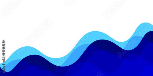 Blue water wave line deep sea pattern background banner vector illustration.