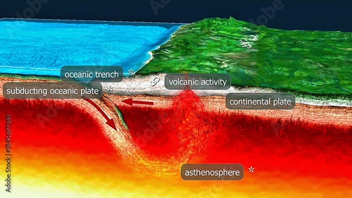 Oceanic and continental plates collision