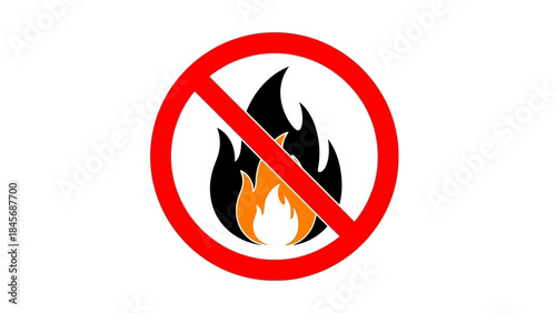 No Open Flame Warning Sign – Fire Prohibition Safety Symbol Icon