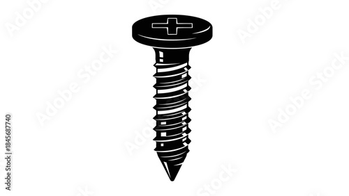 Canvas Print Metal Phillips Head Screw Illustration – Industrial Fastener Hardware Icon