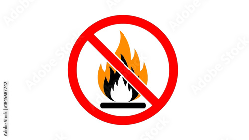No Open Flame Warning Sign – Fire Prohibition Safety Symbol Icon