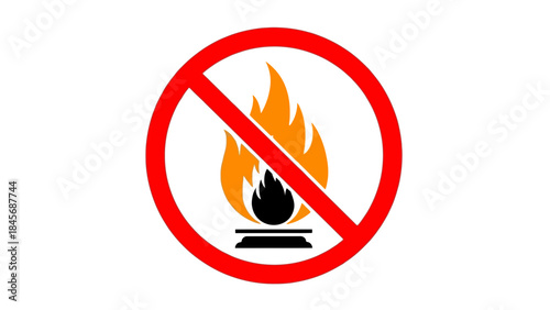 No Open Flame Warning Sign – Fire Prohibition Safety Symbol Icon