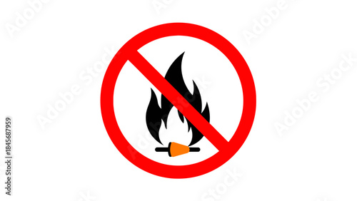 No Open Flame Warning Sign – Fire Prohibition Safety Symbol Icon