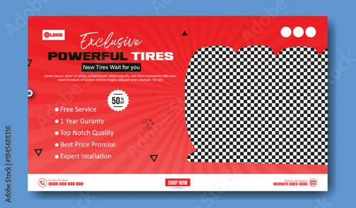 Modern Tire Sale Social Media Post Design.
Vehicle Tire Service Advertising Flyer.
Automotive Tire Discount Promotion Design.
Car Service & Tire Sale Marketing Template.