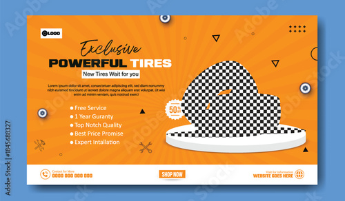 Modern Tire Sale Social Media Post Design.
Vehicle Tire Service Advertising Flyer.
Automotive Tire Discount Promotion Design.
Car Service & Tire Sale Marketing Template.