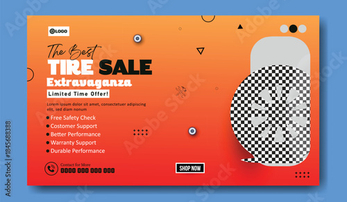 Modern Tire Sale Social Media Post Design.
Vehicle Tire Service Advertising Flyer.
Automotive Tire Discount Promotion Design.
Car Service & Tire Sale Marketing Template.
