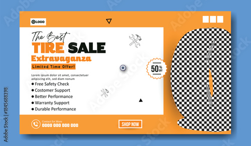 Modern Tire Sale Social Media Post Design.
Vehicle Tire Service Advertising Flyer.
Automotive Tire Discount Promotion Design.
Car Service & Tire Sale Marketing Template.