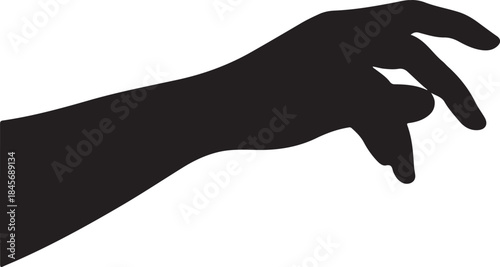 Reaching Gesture: Silhouette of a hand making a reaching gesture, conveying a sense of anticipation, interaction, or reaching for something.
