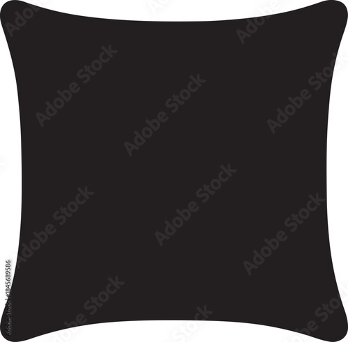 Black Pillow on Plain: A square, cushion-like object, featuring an inviting shape and a solid, untextured black surface.