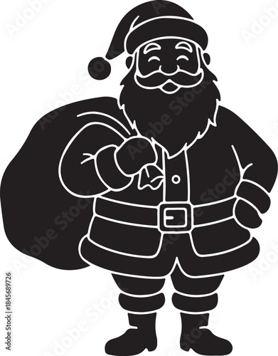 Santa Silhouette: Festive silhouette of Santa Claus with a bag of gifts, embodying the spirit of Christmas and seasonal cheer.