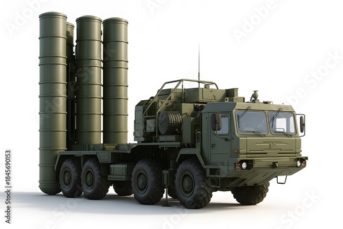 Ultra-Realistic S-400 Triumph Air Defense Missile System on White Background