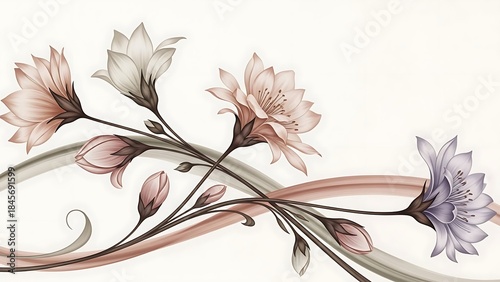 Elegant floral design with soft pink and purple flowers