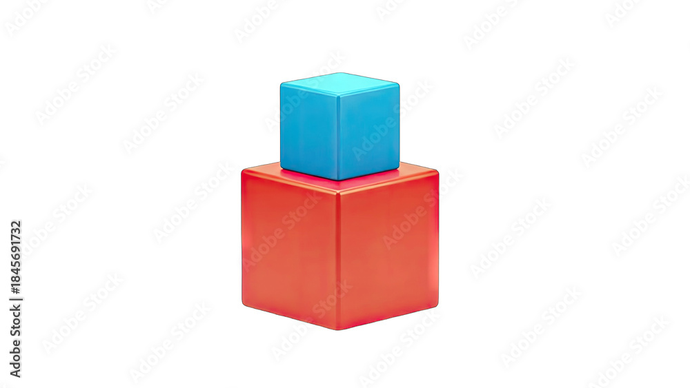 Fototapeta premium Stacked Cubes on White Background