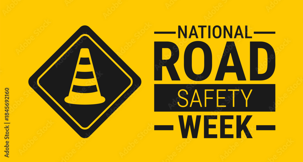 Obraz premium National Road safety week background, banner, card or poster design template is observed every year during January, to raise awareness about the mission. Vector illustration.