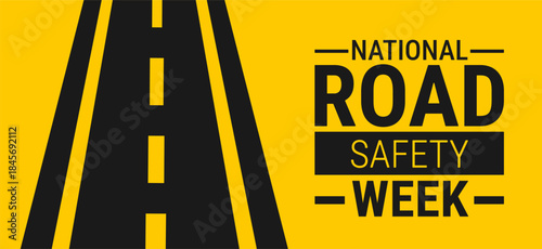 National Road safety week background, banner, card or poster design template is observed every year during January, to raise awareness about the mission. Vector illustration.