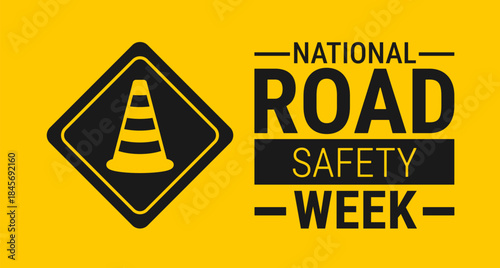 National Road safety week background, banner, card or poster design template is observed every year during January, to raise awareness about the mission. Vector illustration.