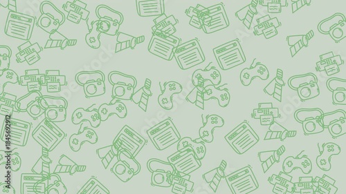 Seamless green business icons animated background loop.