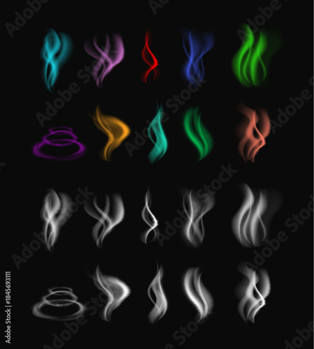 Colorful flame smoke isolated on background concept. Vector flat graphic design illustration	