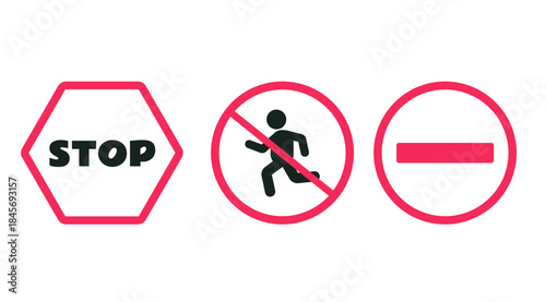 Road signs and traffic light isolated flat set design element