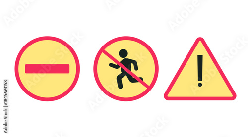 Road signs and traffic light isolated flat set design element