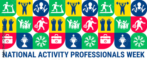 national activity professionals week Geometric shape pattern background, banner, card or poster design template is observed every year during January, to raise awareness about the mission.