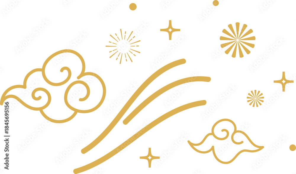 Fototapeta premium Gold Cloud Wave Spark Decorative Element