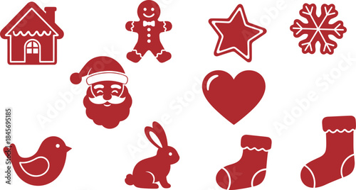 Gingerbread Cookie Silhouette Winter Icon.