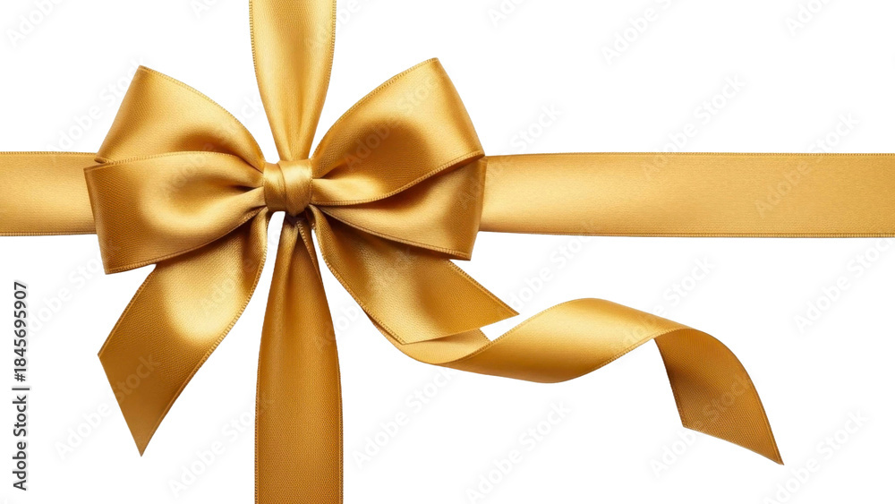Fototapeta premium Golden Bow and Ribbon on a Transparent Background PNG Image