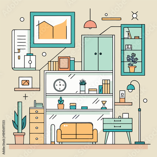 modern living room illustration