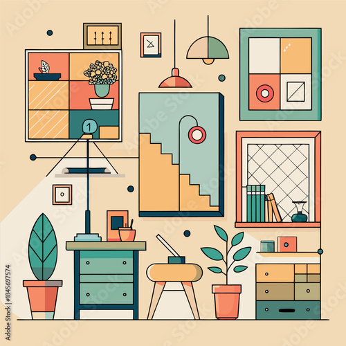 modern living room illustration