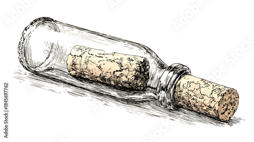 Detailed Vector Drawing of Cork from Wine Bottle with Outline