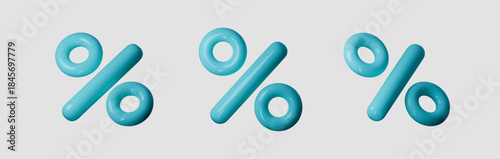 3D percentage icon for discount and sale offers on white background. Percentage icon in blue plastic style shows percent sign for discount promotions, pricing, finance, marketing, coupons 
