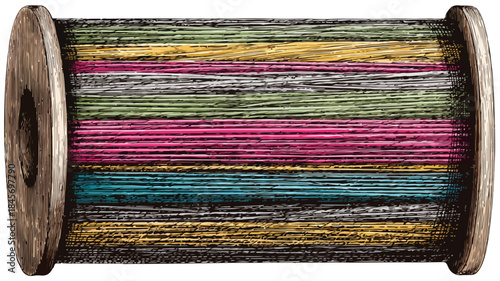 Vibrant Colorful Spool of Thread and Yarn Vector Art for Creative Projects