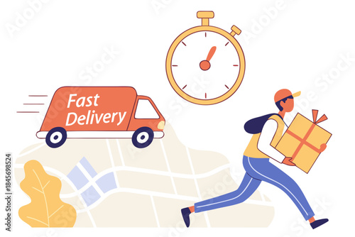 Fast Delivery Service Illustration  Flat Vector  W Vector Illustration