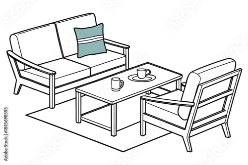 Furniture Arrangement Concept Illustration  Minima (2) Vector Illustration