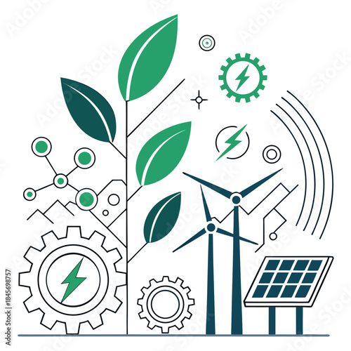 Eco Technology Abstract Illustration  Modern Minim (1) Vector Illustration