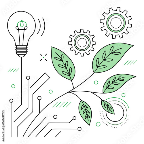 Fotografía Eco Technology Abstract Illustration  Modern Minim (2) Vector Illustration